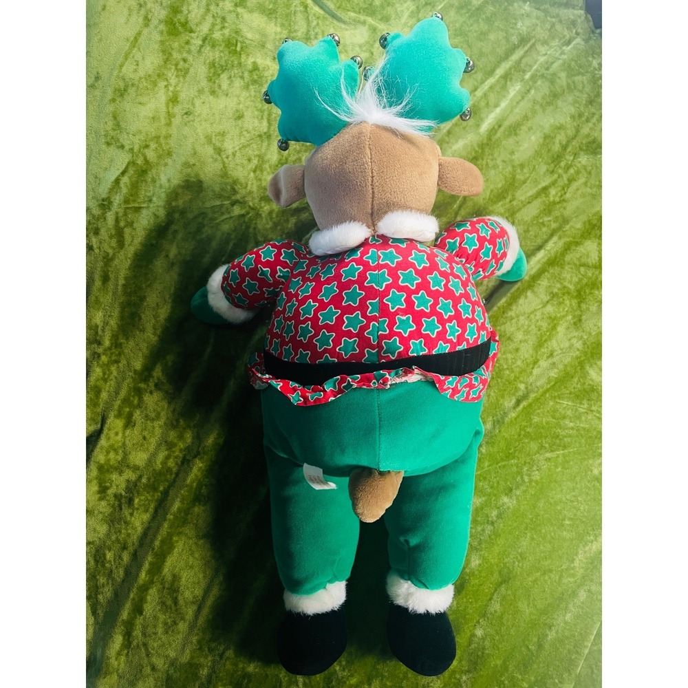 Home for the Holidays Jingle Christmas Reindeer Plush Decor Red Green kitsch 90s - Picture 5 of 7